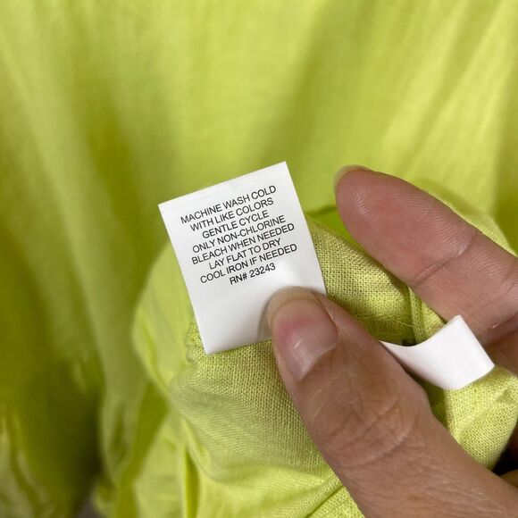 New York & Company NWT Linen Blend Mini Ruffle Dress Size L Highlighter Yellow - Picture 8 of 10